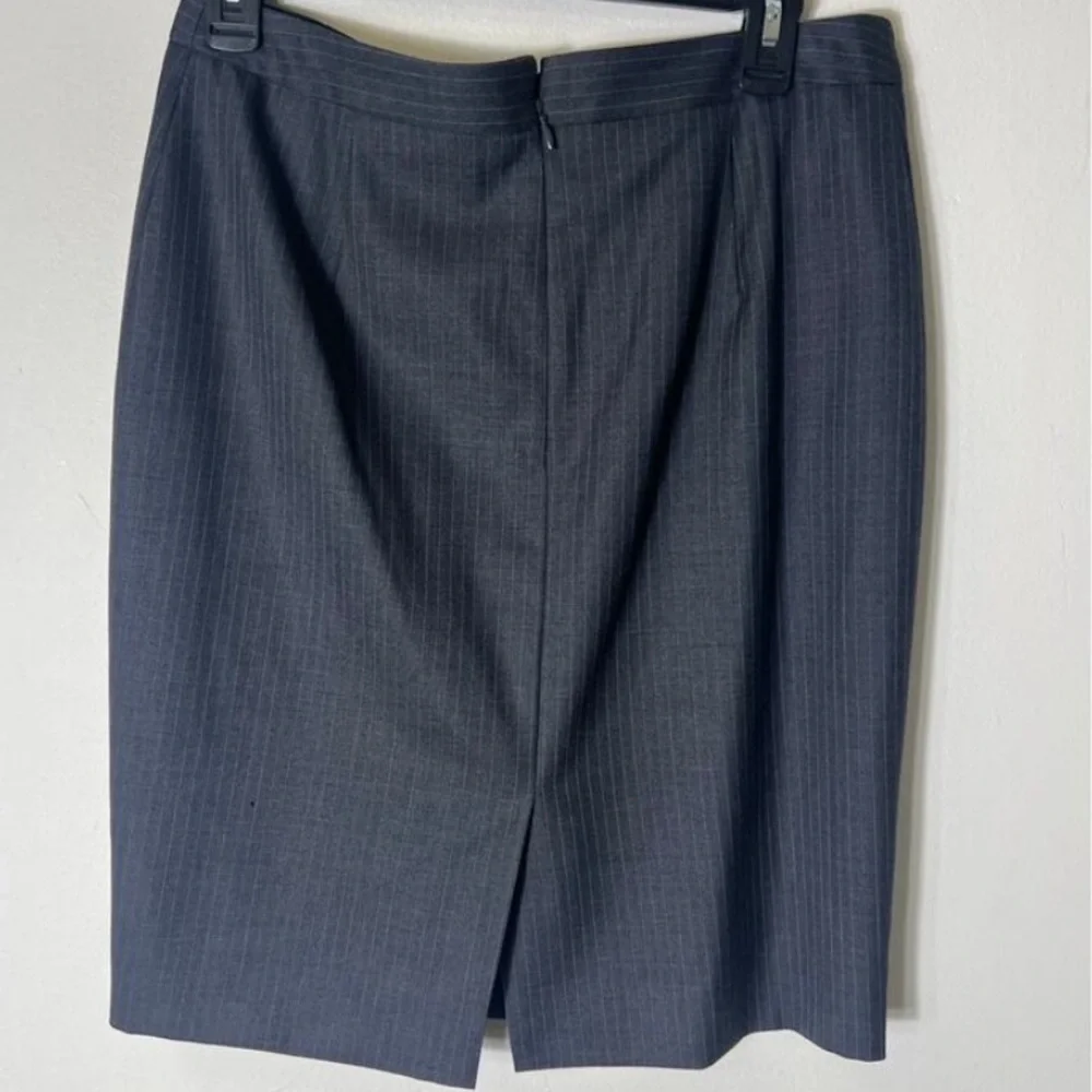 J. Crew Pinstripe Charcoal Lightweight Summer Wool Midi Column Work & Play Skirt